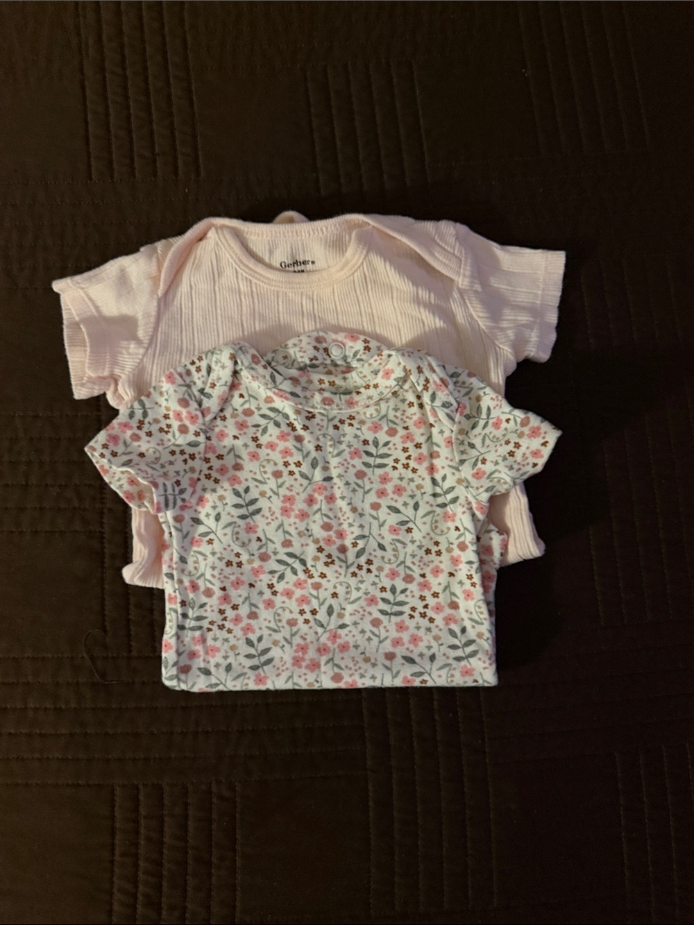 Carter's Pink Ribbed Tee & White Floral Short-Sleeve Top Set